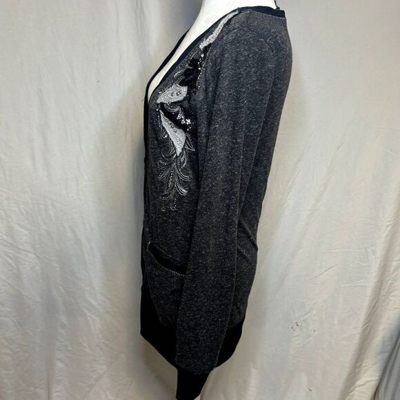 Miss Me Sequin Long Sleeve Button Up  Long Sleeve Cardigan Floral Women Comfy - Picture 6 of 9